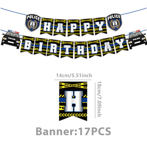 Décorations de fête sur le thème de la police, kit de décorations de fête de la police, bannière joyeux <span class=keywords><strong>anniversaire</strong></span>, ballons en latex, fournitures de fête pour enfants sur le thème des policiers - Product Image 5