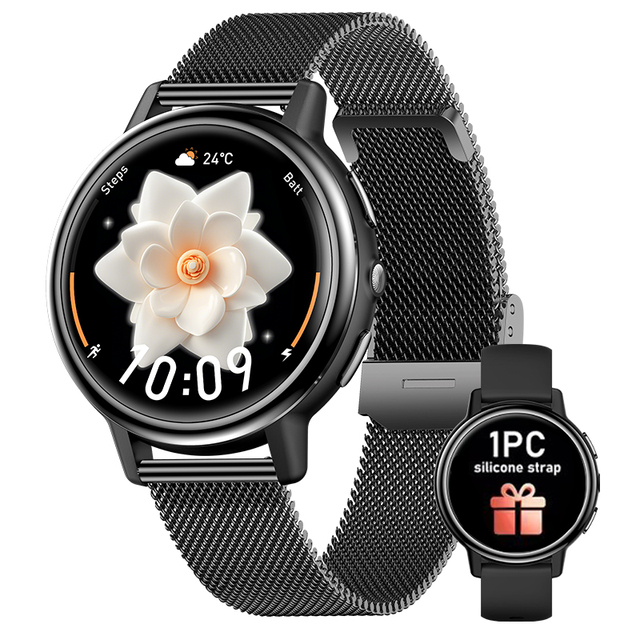 AK88 Smartwatch 1.26" HD IPS Display IPX8 Waterproof HR SpO2 BP Multi-Sport Fitness Sleep AI Voice Music Silicone Band Women