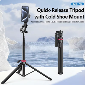 Ulanzi MT-78 1.85M Nhanh Chóng Phát Hành <span class=keywords><strong>Tripod</strong></span> Với Từ Xa Người Giữ Điện Thoại Lạnh Giày Núi 1/4 ''Cho Điện Thoại Máy Ảnh Video Ánh Sáng <span class=keywords><strong>Flash</strong></span> Mic - Product Image 2