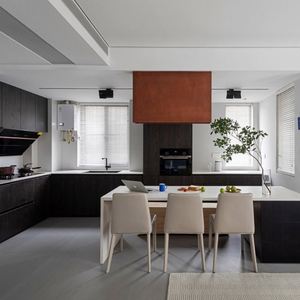 Custom Modular Modern Attractive White Lacquer <b>Kitchen</b> <b>Cabinets</b> Complete Sets With Marble Island - Product Image 3