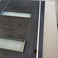 Porte d'entrée moderne en placage de chêne noir, surface finie coupe-vent, à pousser et à tirer, pour hôtels, appartements, villas