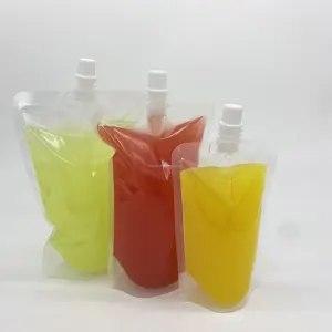 150ml/200ml/250ml/300ml/380ml/500ml transparent mango juice bag small sachet clear milk spout pouch 1Pack=100 Pieces