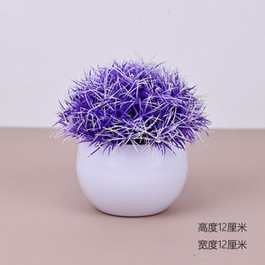 <span class=keywords><strong>Mini</strong></span> Künstlicher Grasball als Topfpflanze, Kleiner Künstlicher Bonsai mit Weißem Topf für Heim-Tischdekoration - Product Image 6