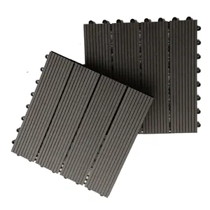 Buckle splicing plastic Wood interlock floor black wpc 30*30cm composite tiles decking outdoor balcony