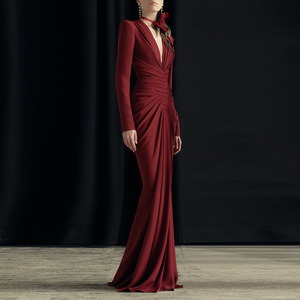 buy a formal dress near me Chic Black Long Gold Lace Embellished Velvet İllusion Neck Evening Prom Dress 38 main image 0