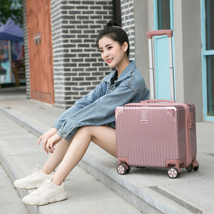 Valise à roulettes compacte pour femme 18 pouces, légère, avec roues pivotantes, couleur macaron, fermeture éclair solide, pour voyages d'affaires - Product Image 1