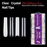 Fournitures B2B pour ongles : Capsules d'extension transparentes et naturelles, 4 à 7 tailles, 204 ou 504 pièces