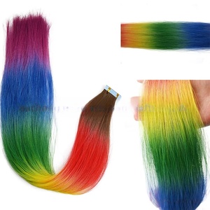 Capelli Adesivi Sintetici Invisibili Senza Cuciture Arcobaleno alla Moda, in Fibra PU Resistente alle Alte Temperature, per Estensioni Capelli Transfrontaliere - Product Image 6