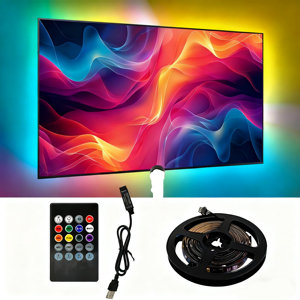 Lumières <span class=keywords><strong>LED</strong></span> 5V pour Rétroéclairage Smart <span class=keywords><strong>TV</strong></span> de 32-65 Pouces, Synchronisation d'Écran et Musique, <span class=keywords><strong>Bande</strong></span> <span class=keywords><strong>LED</strong></span> Flexible RVB pour <span class=keywords><strong>TV</strong></span> - Product Image 1