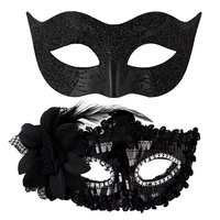 Ensemble de masques de mascarade pour couple, masque de carnaval vénitien, masque scintillant pour bal, costumes de bal avec paillettes florales