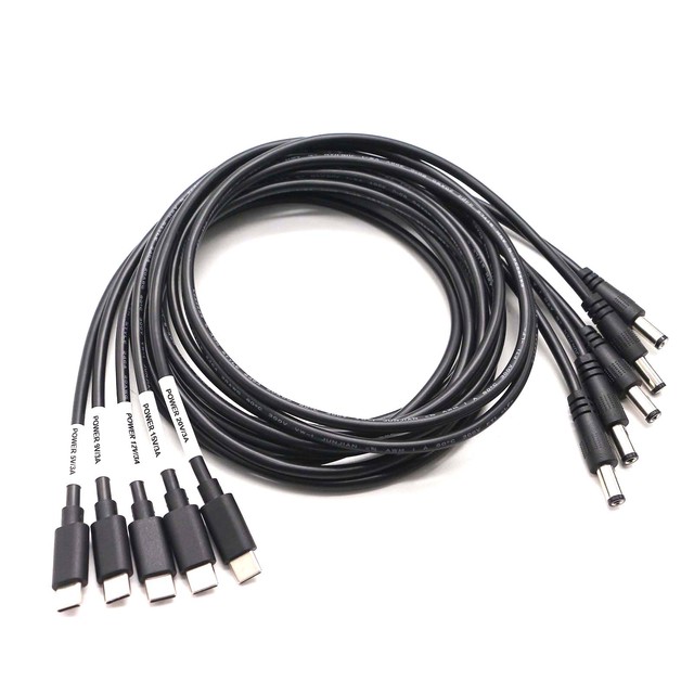 OEM USB3.1 5V/9V/12V/15V/20V 3A USB Type C Male to DC 5.5mm*2.1mm Male PD Fast Charge Power Cable