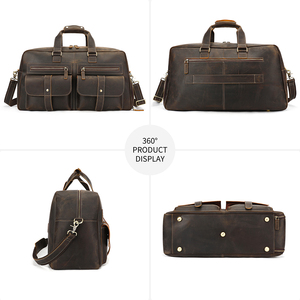 Bolsa de Viaje de Fin de Semana de Cuero MARRANT con Compartimento para Zapatos, Bolsa de Viaje Impermeable de Cuero Genuino, Bolsas de Lona de Cuero para Hombre - Product Image 4