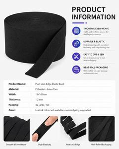 Black Double Sided <b>Thick</b> Woven <b>Elastic</b> <b>Band</b> High Stretch Flat Waistband <b>Elastic</b> Tape for Garment Clothing Accessories - Product Image 2