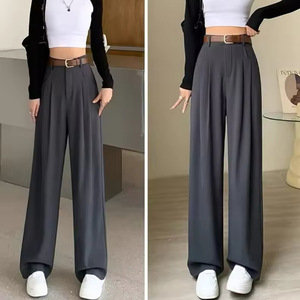 Pantalons larges élégants pour femmes, style ou logo personnalisé, ODM, taille haute, coupe droite, décontractés, pour costume, printemps automne - Product Image 2