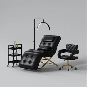 Top Selling Beauty Salon Furniture Full Black Lash Bed Sets Modern Beauty Shop Salon Eyebrow Bed With Trolley and <b>Stool</b> - Product Image 1
