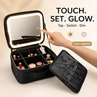 Miroir de Maquillage de Voyage Magnifié à Intensité Réglable par Touche, 3 Modes d'Éclairage, avec Compartiments, pour Coiffeuse – Offre Spéciale