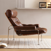 Fauteuil de salon en cuir de cire d'huile de cadre d'acier inoxydable d'art de conception classique pour la zone de réception de lobby de salon