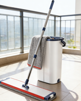 Juego de Mopa Plana Grande y Cubeta - Mopa de Microfibra Autolimpiable sin Necesidad de Usar las Manos para Limpiar Pisos de Madera, Azulejos y Laminados