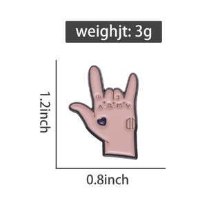 Dessin animé doigt geste amour émail broche broche métal revers sac à dos pull chemise Fans cadeau décoration dessin animé ami accessoires - Product Image 6