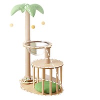 Meilleures ventes : Arbre à chat en bois multi-niveaux en forme de cocotier avec hamac et griffoir, pour l'activité, le jeu et le repos des animaux domestiques en intérieur