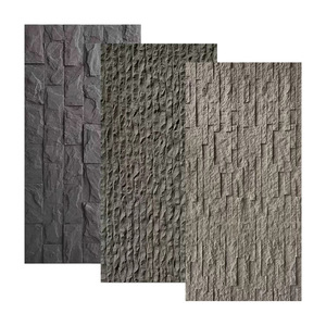 Lastra Grande in Pietra con Design a Rilievo per Muro di Recinzione, Muratura, Mattone Culturale, Rivestimento Esterno/Interno, Effetto Pelle PU e Legno Invecchiato - Product Image 1
