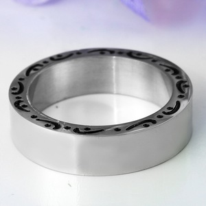yunnique Men's <b>Titanium</b> Steel <b>Ring</b> Star Pattern Gold Inlay Geometric Design Fashion Jewelry Gift - Product Image 3