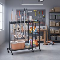 Organisateur d'outils de jardin Porte-outils de cour pour garage pour pelles/râteaux/balais/vadrouilles Support utilitaire mobile Roues