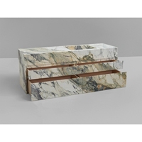 Meuble-lavabo de salle de bain de luxe en marbre naturel Calacatta Breccia Turquoise SH STONE avec vasque en pierre et tiroirs