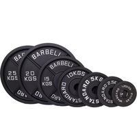 Équipement de gymnastique de haute qualité en gros poids libre poids commercial en fonte noire poids quatre barres plaques barre d'haltères