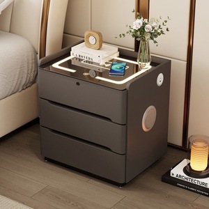 Mesita <span class=keywords><strong>de</strong></span> <span class=keywords><strong>Noche</strong></span> Flotante con Luz Inductiva, Moderna, con Cerradura, Inteligente, Diseño Simple, Recargable, con <span class=keywords><strong>Tres</strong></span> <span class=keywords><strong>Cajones</strong></span> - Product Image 4