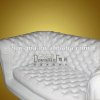 Canapé gonflable Chesterfield blanc de luxe, imperméable, double chaise longue gonflable pour le camping en plein air et les événements, salon