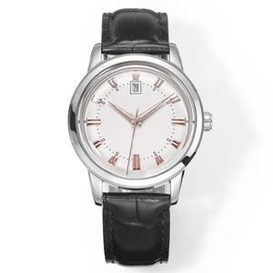 Elegante Reloj de Vestir con Números Romanos Antiguos para Hombre, con Esfera de Agujas, Caja de Acero Inoxidable Negra, Correa de Cuero, Reloj de Cuarzo - Product Image 4