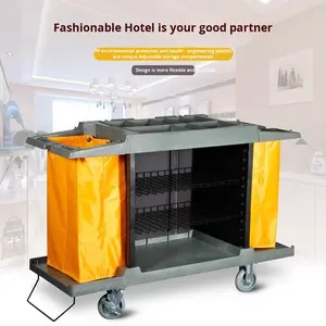 Chariot de nettoyage universel en plastique personnalisé pour hôtel, maison, entrepôt, chariot de service de blanchisserie avec certification <span class=keywords><strong>CE</strong></span> - Product Image 2