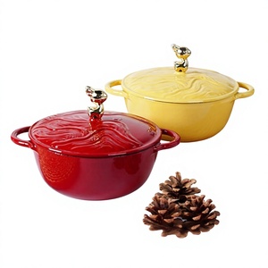 Marmite <span class=keywords><strong>en</strong></span> fonte émaillée gaufrée de 20 cm, élégante et multifonctionnelle, compatible induction, pour la cuisine domestique - Product Image 2