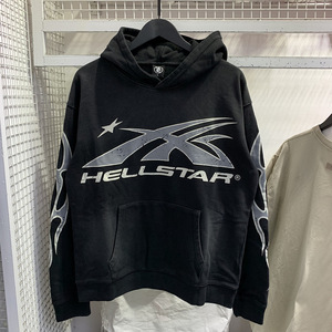 <span class=keywords><strong>Sweat</strong></span>-shirt à capuche ample en coton délavé et vieilli, imprimé lettres Hell <span class=keywords><strong>Star</strong></span>, style rétro, tendance, avec poche, pour <span class=keywords><strong>homme</strong></span> - Product Image 2