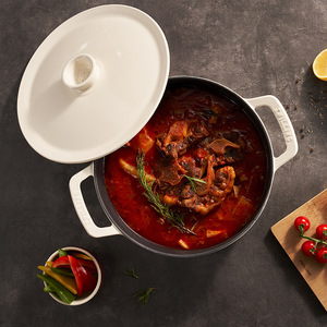 Olla de Hierro Fundido Esmaltado de Doble Asa, 22 cm, Apta para Horno, para Guisos - Product Image 2