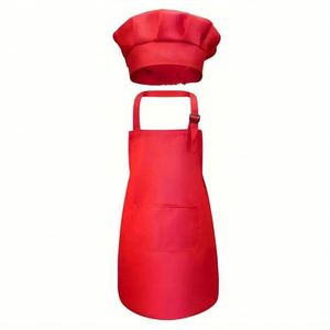 Pattern Adjustable Baking Girl Children Colorful Child Size Cute Cooking Kitchen Kids Chef <b>Hat</b> and Apron Set - Product Image 4