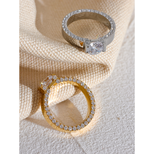 Anillo <span class=keywords><strong>de</strong></span> Boda JINYOU 7023 <span class=keywords><strong>de</strong></span> Lujo con Circonita Cúbica y Acero Inoxidable para Mujer, Joyería <span class=keywords><strong>de</strong></span> Aniversario Exquisita <span class=keywords><strong>de</strong></span> <span class=keywords><strong>Alta</strong></span> <span class=keywords><strong>Calidad</strong></span> - Product Image 3