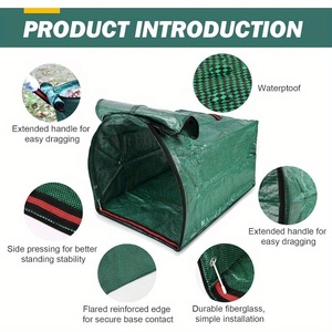 Sac à ordures de <span class=keywords><strong>jardin</strong></span> pliable robuste de 53 gallons avec couvercle et gants-Grand sac de poubelle de <span class=keywords><strong>jardin</strong></span> vert - Product Image 3