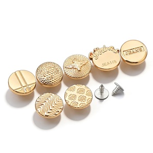 Golden Plating 17mm Jeans <b>Buttons</b> and Rivets Zamac Custom Brand Logo Pattern Jacket Metal <b>button</b> for Jeans Denim Clothing - Product Image 5