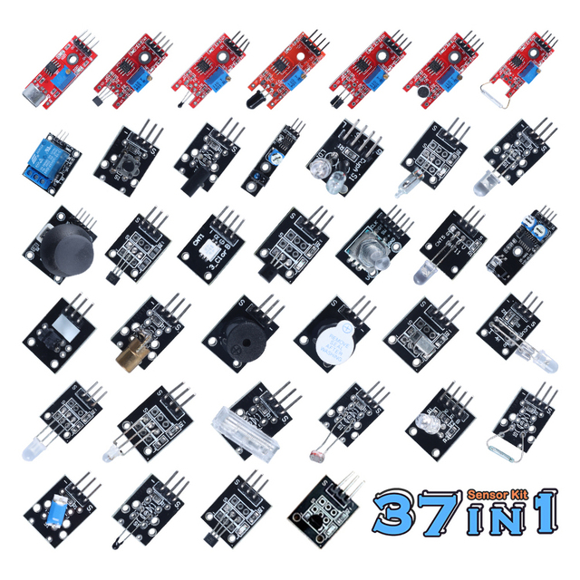 Tscinbuny Electronics Module Kit DIY Sensor Learning Set 37 in 1 Sensors Modules Kit for Arduino