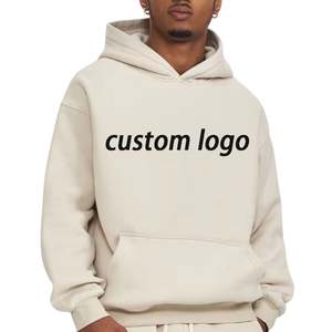 เสื้อมีฮู้ดแบบสวมหัวสำหรับผู้ชายเสื้อแนวสตรีทโอเวอร์ไซส์ผ้าคอตตอนหนาทำจากผ้าเกล็ดปลาคุณภาพสูงเนื้อผ้าเรียบ100% ออกแบบโลโก้ได้ตามต้องการ - Product Image 1