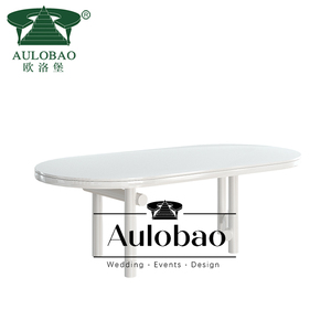 Hotel Furniture Wedding Event MDF Top <b>Stainless</b> <b>Steel</b> Oval Wedding <b>Table</b> Set - Product Image 6