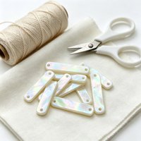 Boutons en nacre blanche à 2 trous, longs et en forme de bande, boutons en coquille naturelle polie pour vêtements de mode