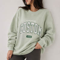 Sweat-shirt surdimensionné vintage délavé pour femme avec logo graphique arqué américain, décontracté, ample, tricoté, style streetwear ODM