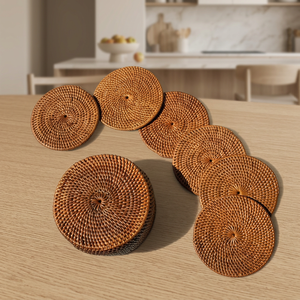 Meilleures ventes en Indonésie : Ensemble de sous-verres ronds en céramique KING HANDICRAFT, design moderne en mosaïque verte, faits à la main, napperons et dessous de plat - Product Image 3