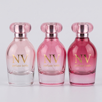 Botella de Perfume de Vidrio Curvo Rosa Degradado, Botella de Perfume Vacía Personalizada, Tapa Redonda Rosa, Venta al por Mayor de Fábrica, Tapa de Botella de Perfume Personalizada