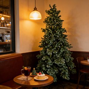 Sapin de Noël artificiel pré-éclairé bleu <span class=keywords><strong>vert</strong></span> givré, aiguilles en PE réalistes, lumières LED multicolores, durabilité 5 ans et plus, ignifuge - Product Image 2