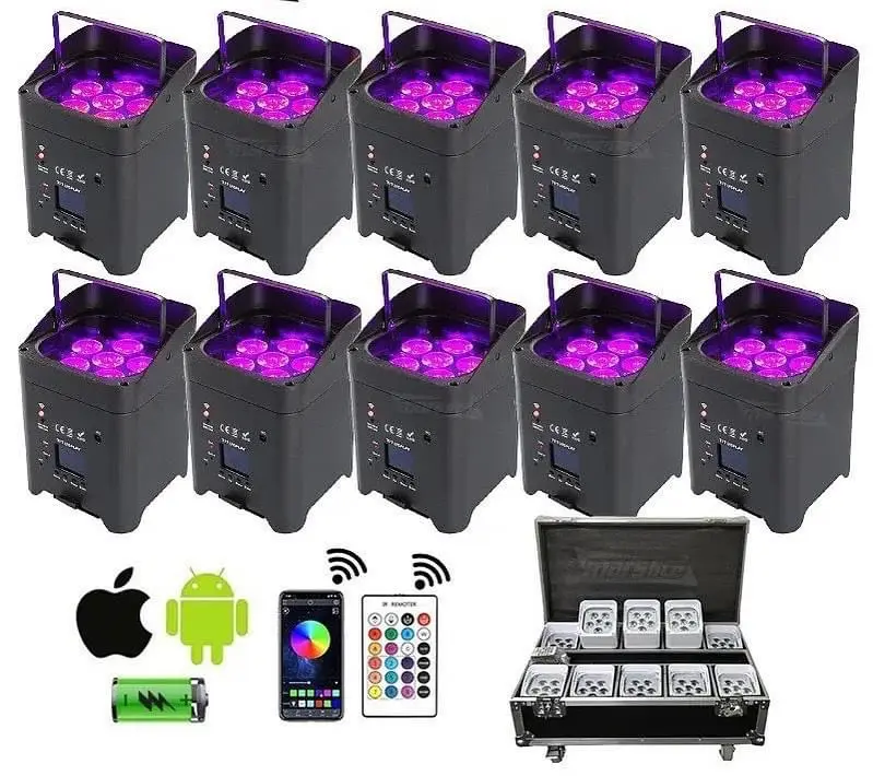 Disco Party Stage Light DMX512 RGBW 4in1/5in1/6in1 Wireless Battery Powered Par Led Light