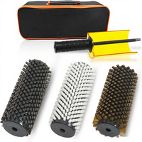 Kit de brosses rotatives pour ski de 150 mm, manche en plastique, poils en cuivre, poils en nylon, sac de protection pour perceuse électrique